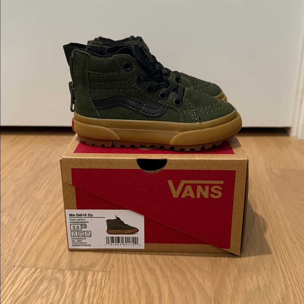 Vans Kids Olive and Brown High-Top Sneakers